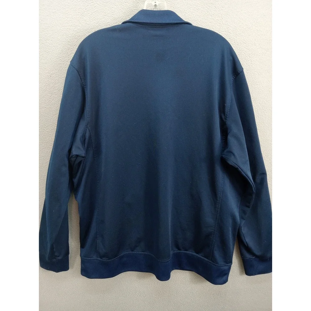Adidas Mens Navy Blue Three Stripe Full Zip Track Jacket XL Embroidered Logo Y2K